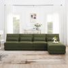 [VIDEO provided][New]120*61" Oversized Deep Seat Sectional Sofa with Reversible Chaise,Loop Yarn Fabric 5-seat Armless Indoor Furniture