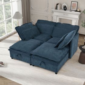 U_Style Double-Layer Cushion Modular Sofa, Freely Combinable, 4-Seater with Storage Function, Includes 4 Soft Cushions, Perfect for Living Rooms (Color: as Pic)