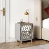 22" 2-Drawers Pattern Mirror Glass Nightstand