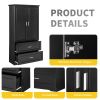 Tall Bathroom Storage Cabinet, Cabinet with Two Doors and Drawers, Adjustable Shelf, MDF Board