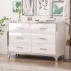 Elegant High Gloss Dresser with Metal Handle,Mirrored Storage Cabinet with 6 Drawers for Bedroom,Living Room