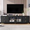70.9" Modern TV Stand for TVs up to 75 Inches,Entertainment Center with Glass Door,4 Drawers and 2 Cabinets