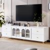 70.9" Modern TV Stand for TVs up to 75 Inches,Entertainment Center with Glass Door,4 Drawers and 2 Cabinets
