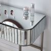 39" Mirrored Makeup Vanity Table with Stainless Steel Base, Mirrored Console Dressing Table with 2 Drawers,Versatile Desk for Bedroom and Office, Gray