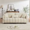 80''Premium chenille fabric sofa with 2 cushions and 1 lumbar pillow Armrest strap design,,upholstered 3-seater sofa for living rooms, bedrooms