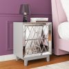 22" 2-Drawers Pattern Mirror Glass Nightstand