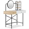 40" Makeup Vanity Desk with 3-Mode Lighted Mirror & Wireless Charging Station , Vanity Table with Drawer & 3 Open Shelves for Ample Storage Space