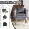 Velvet Accent Chair Set Barrel Chair with Ottoman Modern Club Chair Reading Armchair with Lumbar Pillow for Living Room, Bedroom, Study Room