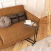 C-Shaped Side Table, C Table End Table for Sofa and Bedside, Couch Side Tables, Wood C-Shaped End Table with Metal Frame Slide for Bedroom Living Room
