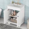 24" Modern Sleek Bathroom Vanity Elegant Ceramic Sink with Solid Wood Frame, Adjustable Shelf