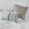 6 Piece Embroidered Quilt Set with Throw Pillows