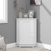 Bathroom Cabinet Triangle Corner Storage Cabinet with Adjustable Shelf Modern Style MDF Board