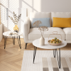 27.56" Round Nesting Coffee Table Set of 2, Circular Nesting End Table Set, Round Marble Tabletop, and Sturdy Metal Base for Living Room, bedroom