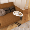 C-Shaped Side Table, C Table End Table for Sofa and Bedside, Couch Side Tables, Wood C-Shaped End Table with Metal Frame Slide for Bedroom Living Room
