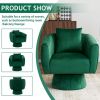 360° Swivel Accent Chair, Modern Velvet Fabric Living Room Armchair with Fluffy Cushions, Comfy Wide Upholstered, Barrel Accent Chairs for Living Room